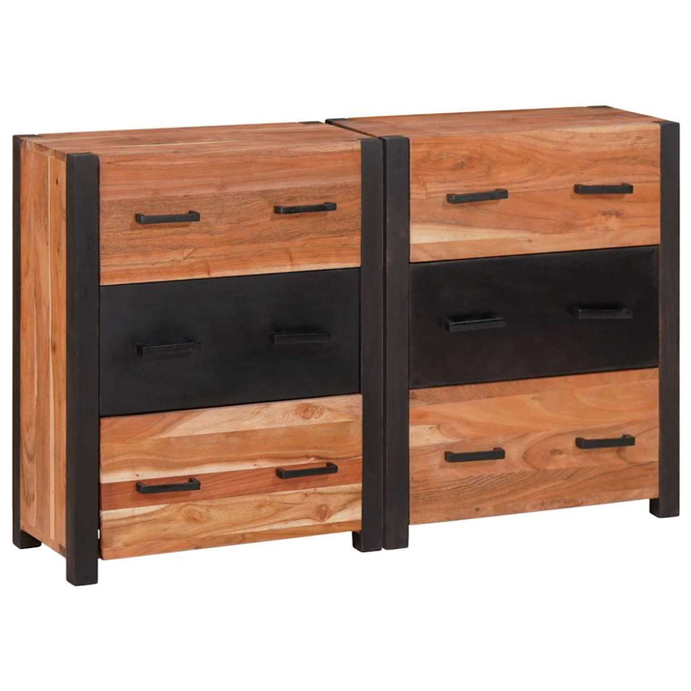 Produktbild för Sideboard 3 pcs Brun 110 x 30 x 75 cm Massivt Akaciaträ