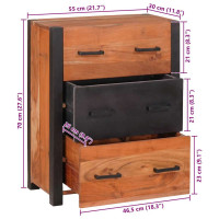 Produktbild för Sideboard 3 pcs Brun 110 x 30 x 75 cm Massivt Akaciaträ