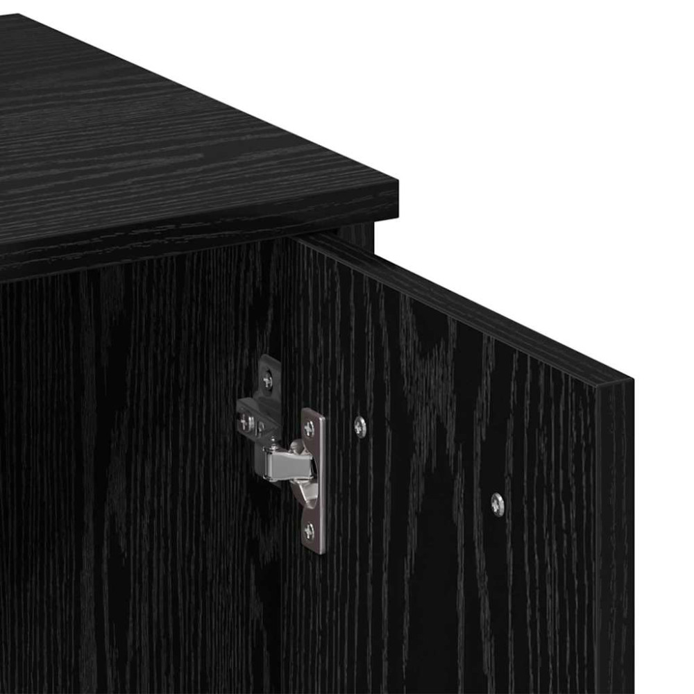 Produktbild för LED Sminkbord Set 2 st Svart Ek 86,5 x 35 x 136 cm