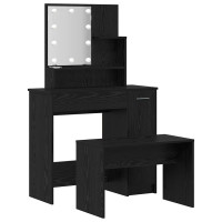 Produktbild för LED Sminkbord Set 2 st Svart Ek 86,5 x 35 x 136 cm