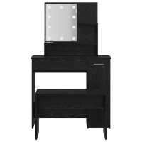 Produktbild för LED Sminkbord Set 2 st Svart Ek 86,5 x 35 x 136 cm