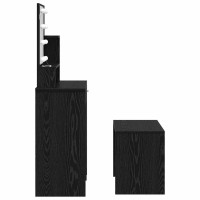 Produktbild för LED Sminkbord Set 2 st Svart Ek 86,5 x 35 x 136 cm