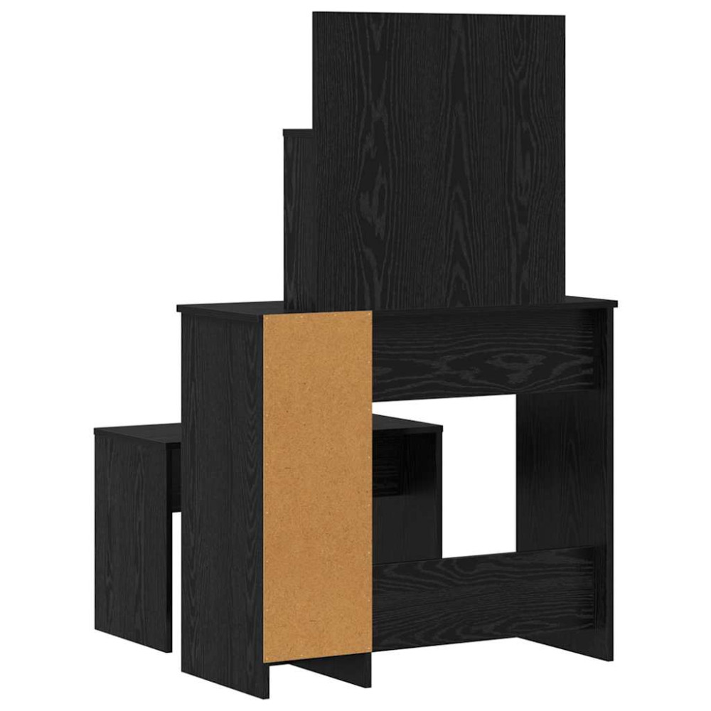Produktbild för LED Sminkbord Set 2 st Svart Ek 86,5 x 35 x 136 cm