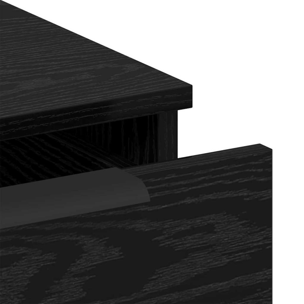 Produktbild för Skrivbord med låda Svart Ek 133 x 50 x 75 cm Konstruerat trä