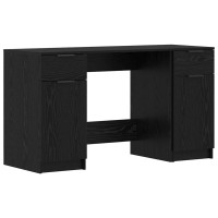 Produktbild för Skrivbord med låda Svart Ek 133 x 50 x 75 cm Konstruerat trä