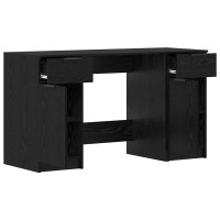 Produktbild för Skrivbord med låda Svart Ek 133 x 50 x 75 cm Konstruerat trä