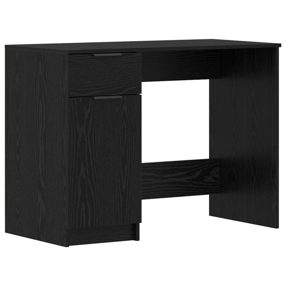 Produktbild för Skrivbord med låda Svart Ek 133 x 50 x 75 cm Konstruerat trä