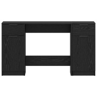 Produktbild för Skrivbord med låda Svart Ek 133 x 50 x 75 cm Konstruerat trä