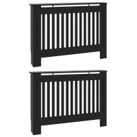 Produktbild för Radiatorlock 2 pcs Svart 112 x 19 x 81,5 cm Konstruerat trä