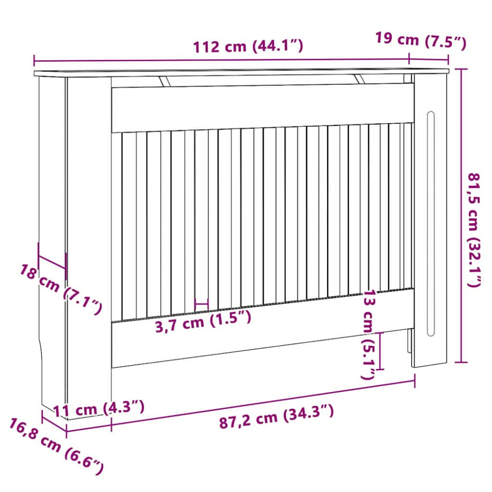 Produktbild för Radiatorlock 2 pcs Sonoma-ek 112 x 19 x 81,5 cm Konstruerat trä
