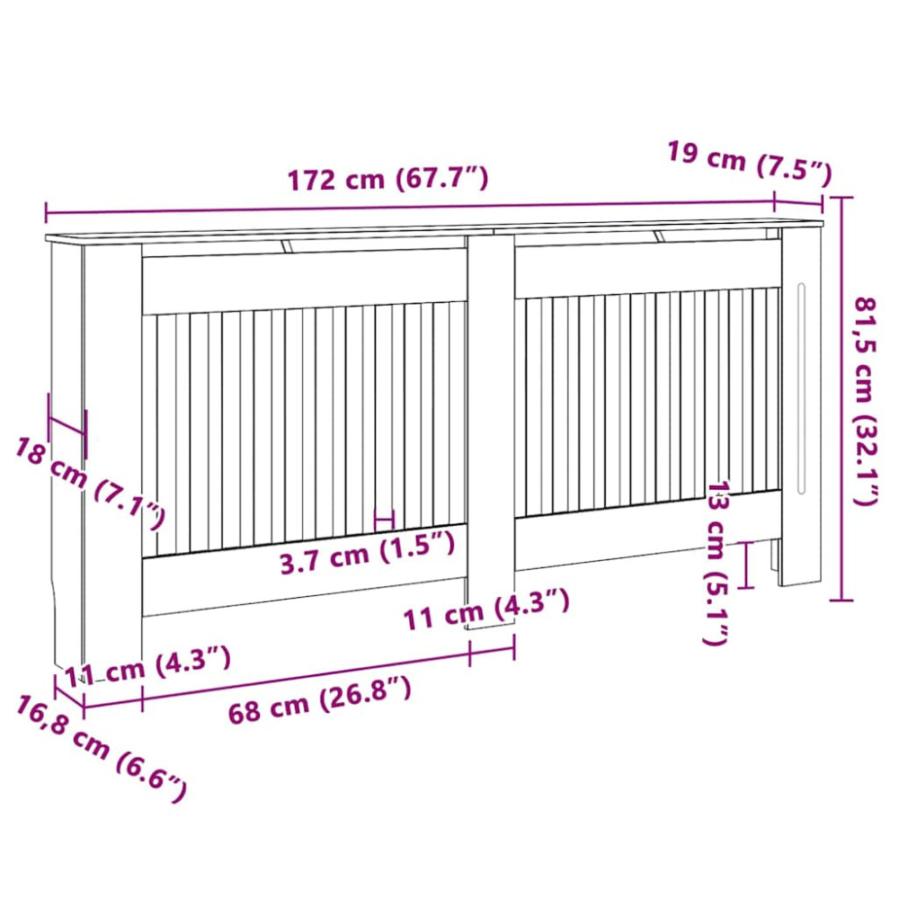 Produktbild för Radiatorlock 2 pcs Sonoma-ek 172 x 19 x 81,5 cm Konstruerat trä