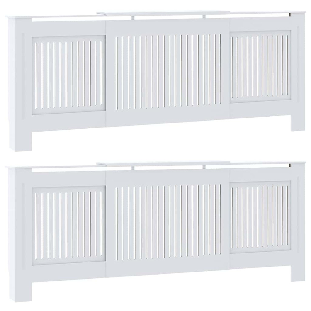 Produktbild för Radiatorlock 2 pcs Vit 205 x 20,5 x 81,5 cm Konstruerat trä