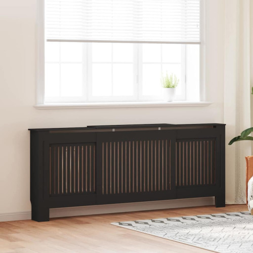 vidaXL Radiatorlock 2 pcs Svart 205 x 20,5 x 81,5 cm Konstruerat trä