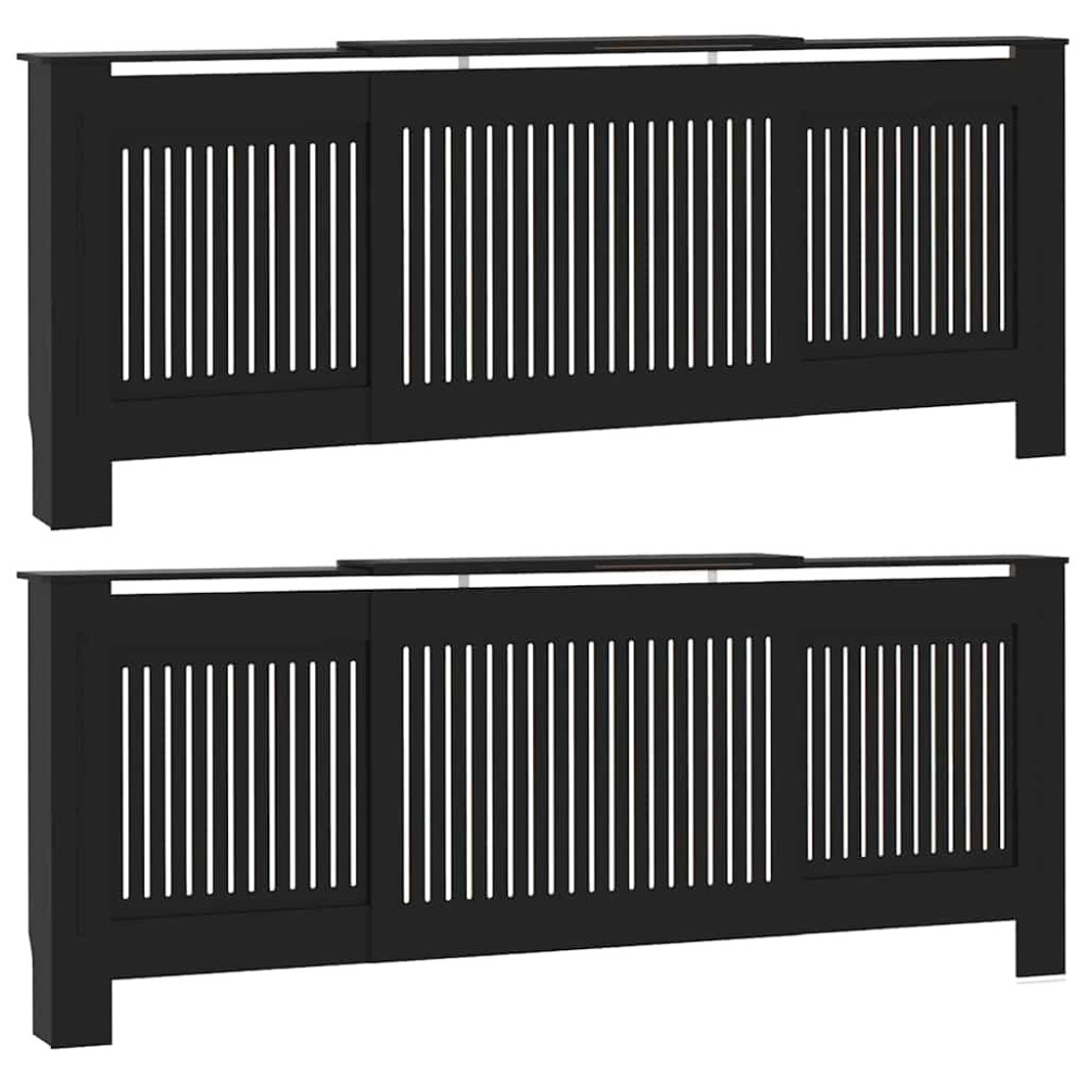 Produktbild för Radiatorlock 2 pcs Svart 205 x 20,5 x 81,5 cm Konstruerat trä