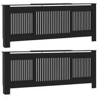 Produktbild för Radiatorlock 2 pcs Svart 205 x 20,5 x 81,5 cm Konstruerat trä