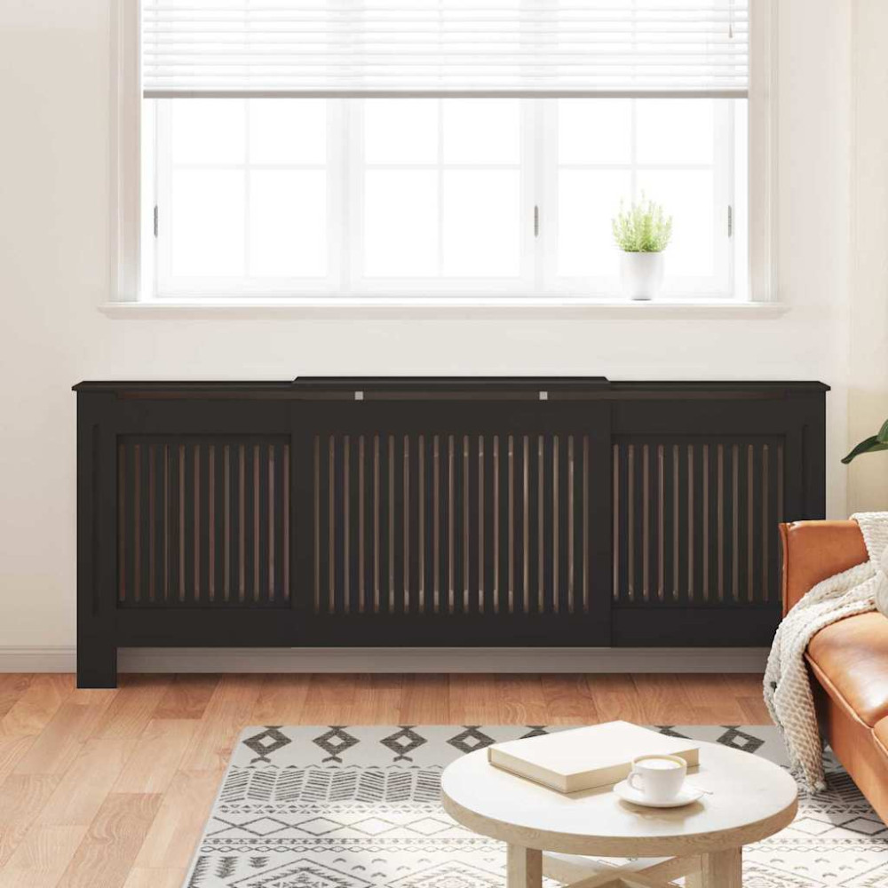 Produktbild för Radiatorlock 2 pcs Svart 205 x 20,5 x 81,5 cm Konstruerat trä