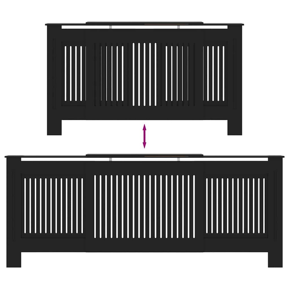 Produktbild för Radiatorlock 2 pcs Svart 205 x 20,5 x 81,5 cm Konstruerat trä