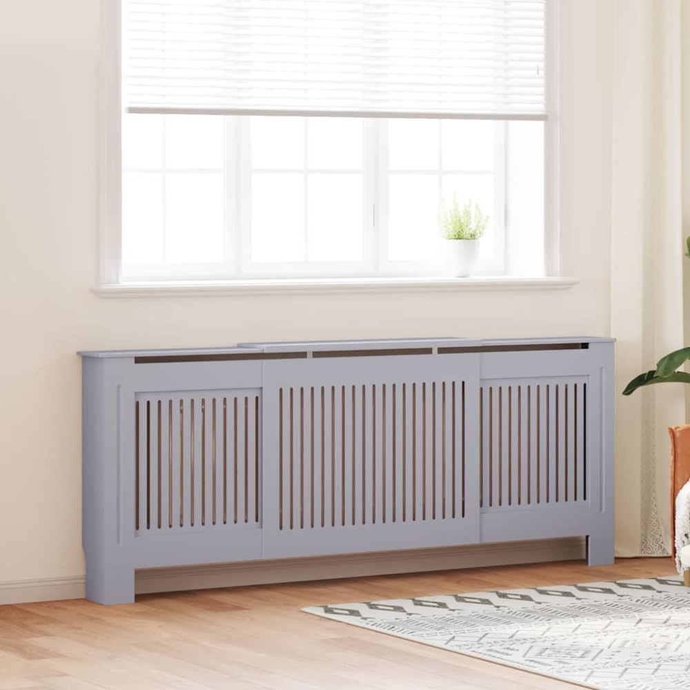 Produktbild för Radiatorlock 2 pcs Grå 205 x 20,5 x 81,5 cm Konstruerat trä