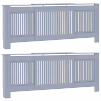 Produktbild för Radiatorlock 2 pcs Grå 205 x 20,5 x 81,5 cm Konstruerat trä