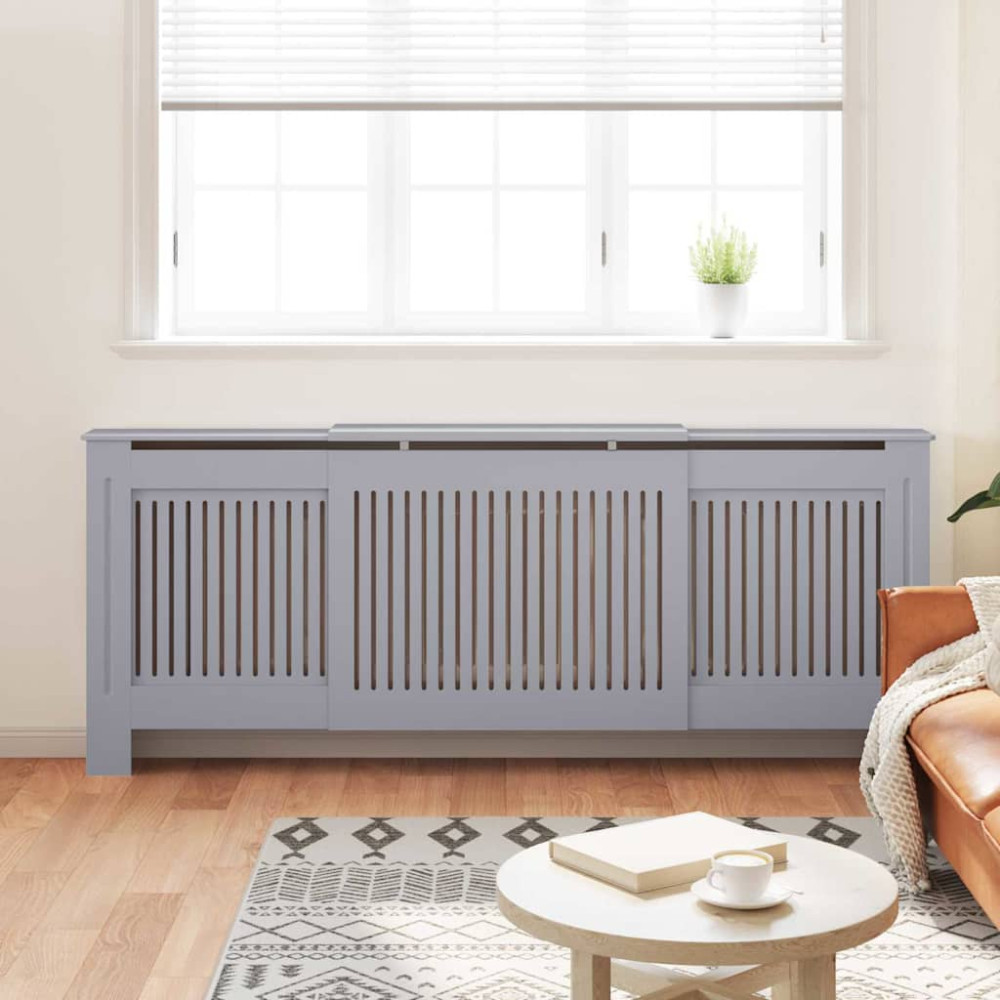 Produktbild för Radiatorlock 2 pcs Grå 205 x 20,5 x 81,5 cm Konstruerat trä