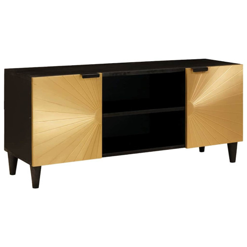vidaXL TV-skåp Svart och Guld 105 x 33 x 46 cm Konstruerat trä
