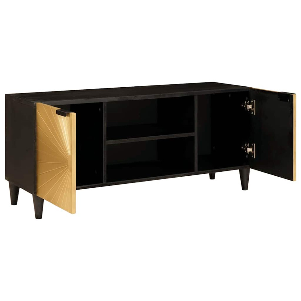 Produktbild för TV-skåp Svart och Guld 105 x 33 x 46 cm Konstruerat trä
