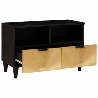 Produktbild för TV-skåp med låda Svart och Guld 70 x 33 x 46 cm Konstruerat trä