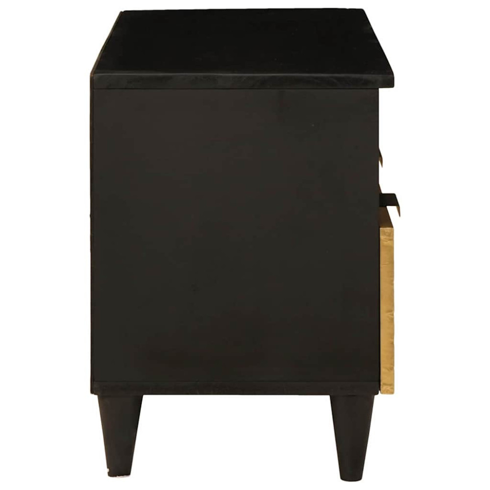 Produktbild för TV-skåp med låda Svart och Guld 70 x 33 x 46 cm Konstruerat trä