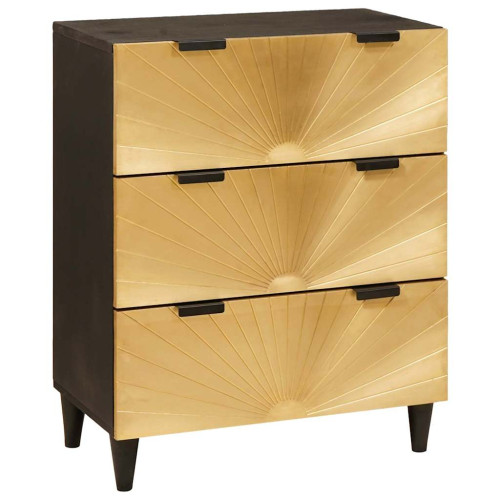 vidaXL Sideboard Svart och Guld 60 x 33 x 75 cm Massivt mangoträ
