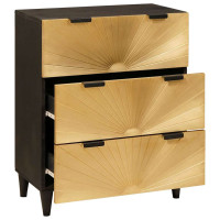 Produktbild för Sideboard Svart och Guld 60 x 33 x 75 cm Massivt mangoträ