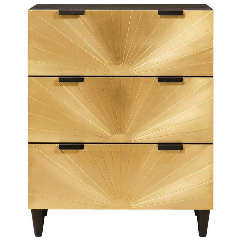 Produktbild för Sideboard Svart och Guld 60 x 33 x 75 cm Massivt mangoträ