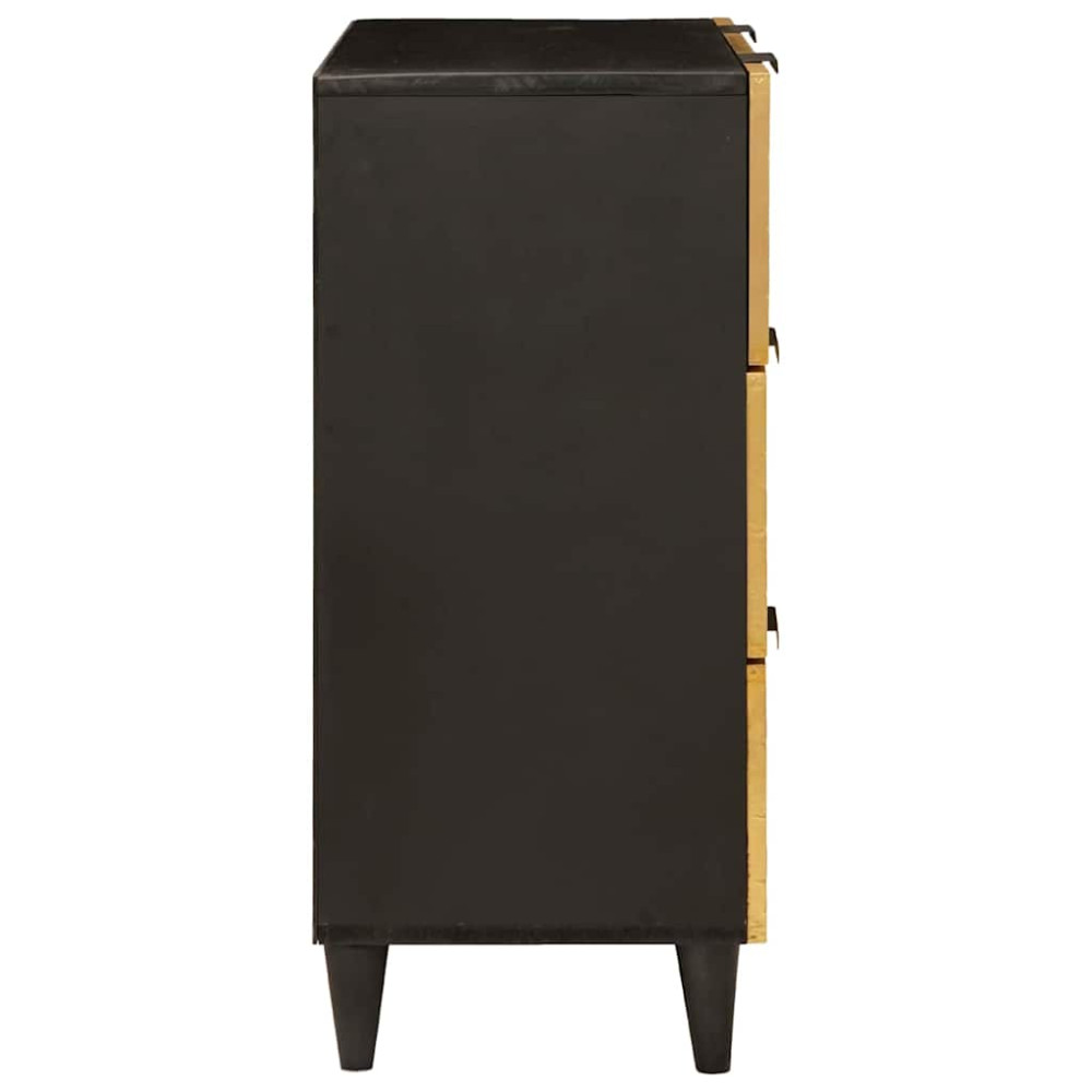 Produktbild för Sideboard Svart och Guld 60 x 33 x 75 cm Massivt mangoträ