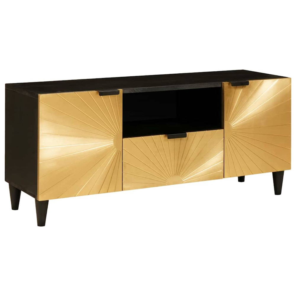Produktbild för TV-skåp Svart och Guld 105 x 33 x 46 cm Konstruerat trä