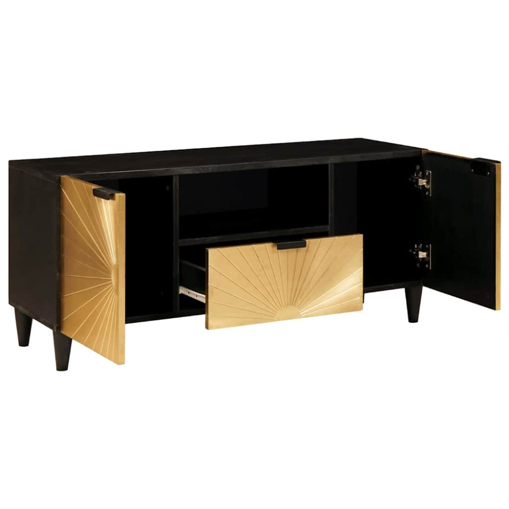Produktbild för TV-skåp Svart och Guld 105 x 33 x 46 cm Konstruerat trä