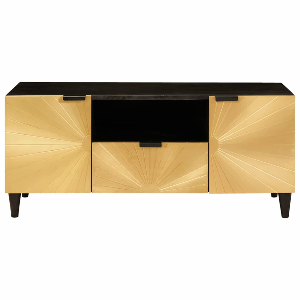 Produktbild för TV-skåp Svart och Guld 105 x 33 x 46 cm Konstruerat trä