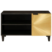 Produktbild för TV-skåp med dörr Svart och Guld 80 x 33 x 46 cm Konstruerat trä