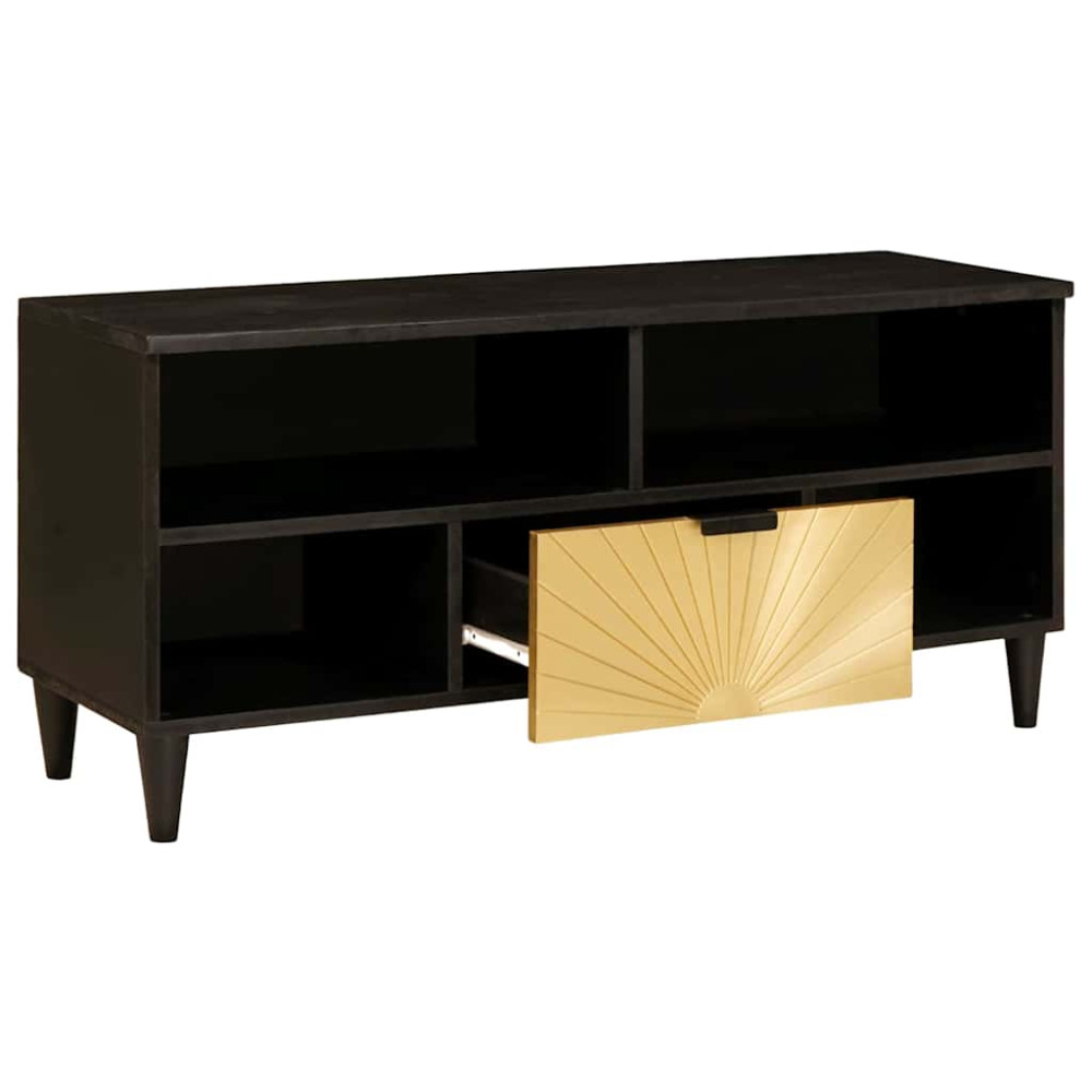 Produktbild för TV-skåp Svart och Guld 100 x 33 x 46 cm Konstruerat trä