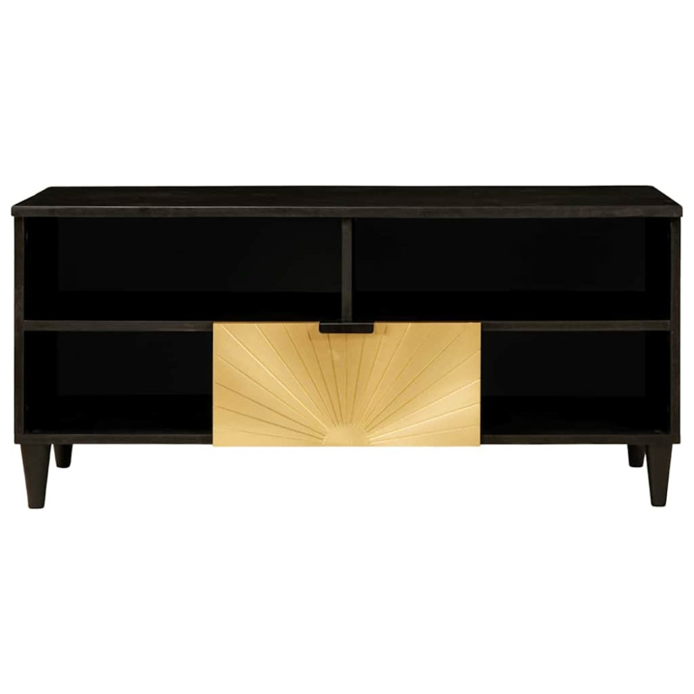 Produktbild för TV-skåp Svart och Guld 100 x 33 x 46 cm Konstruerat trä