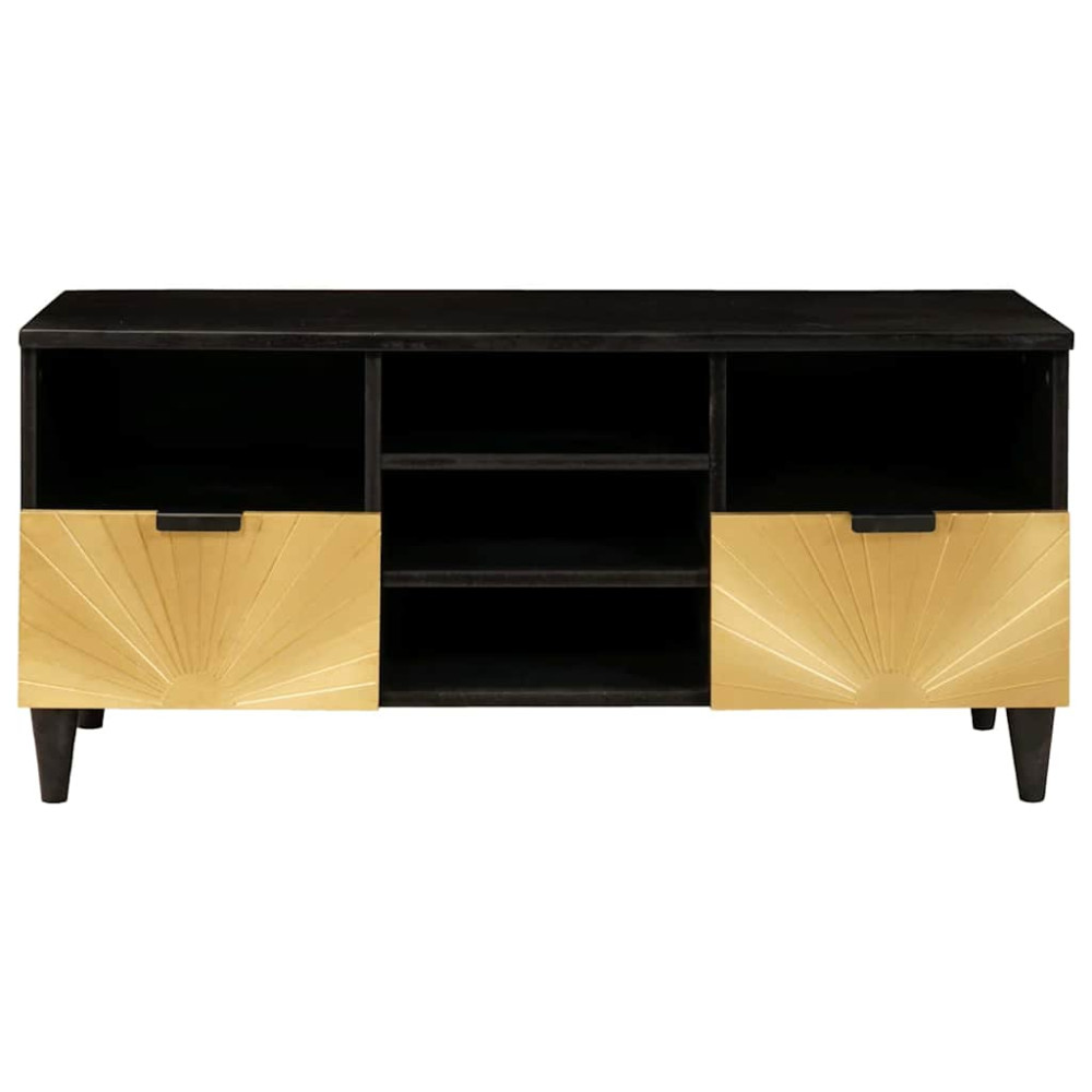 Produktbild för TV-skåp Svart och Guld 100 x 33 x 46 cm Konstruerat trä