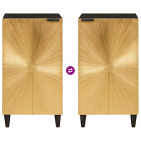 Produktbild för Sidokabinett Svart och Guld 80 x 33,5 x 75 cm Massivt mangoträ