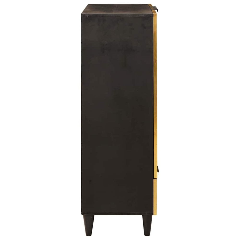 Produktbild för Sidokabinett Svart och Guld 60 x 33,5 x 100 cm Massivt mangoträ