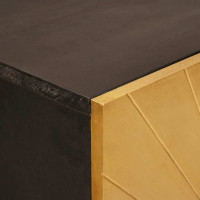 Produktbild för Sidokabinett Svart och Guld 60 x 33,5 x 100 cm Massivt mangoträ