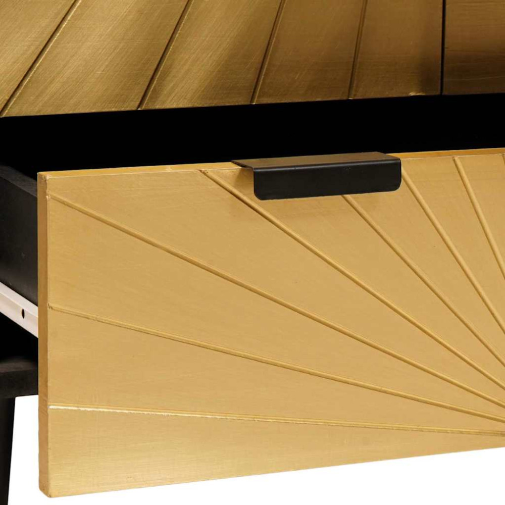 Produktbild för Sidokabinett Svart och Guld 60 x 33,5 x 100 cm Massivt mangoträ