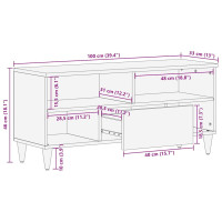 Produktbild för TV-skåp med låda med hylla 100 x 33 x 46 cm Massivt mangoträ
