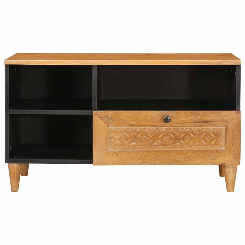 Produktbild för TV-skåp med låda med hylla 80 x 33 x 46 cm Massivt mangoträ