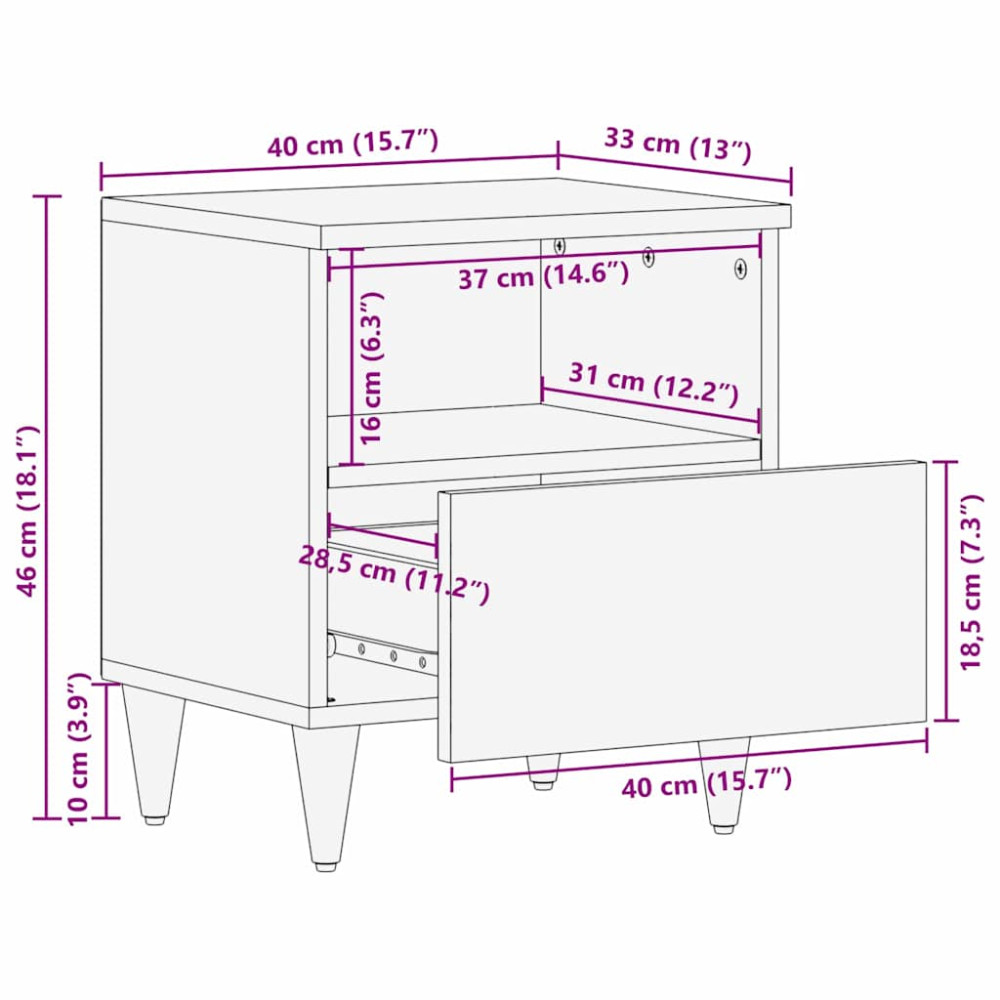 Produktbild för Nattduksbord 2 pcs Vit 40 x 33 x 46 cm Konstruerat trä