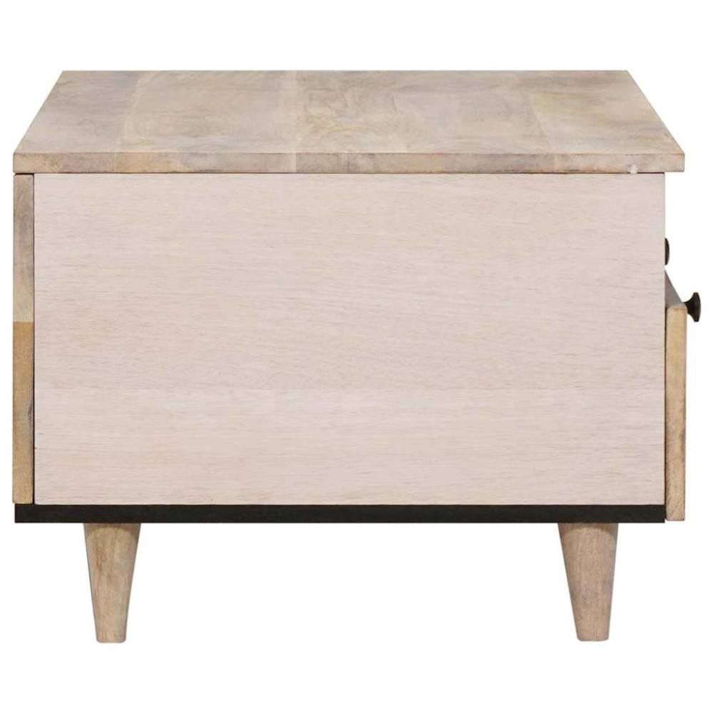 Produktbild för Kaffeebord Blekt Vitt 80 x 54 x 40 cm Massivt mangoträ