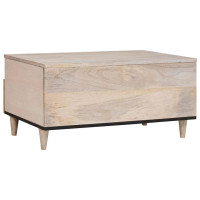 Produktbild för Kaffeebord Blekt Vitt 80 x 54 x 40 cm Massivt mangoträ