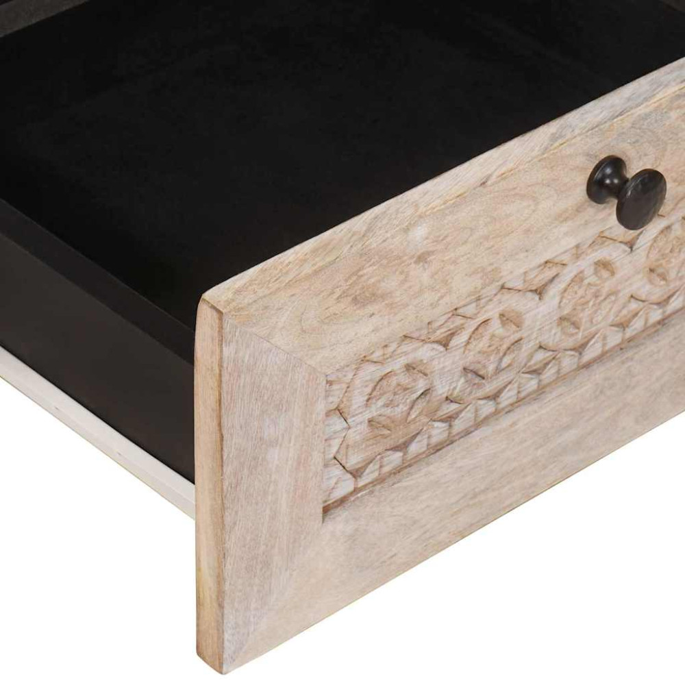 Produktbild för Kaffeebord Blekt Vitt 80 x 54 x 40 cm Massivt mangoträ