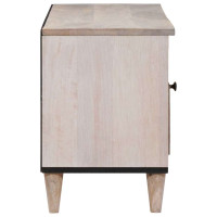 Produktbild för TV-skåp med låda Blekt Vitt 100 x 33 x 46 cm Massivt mangoträ